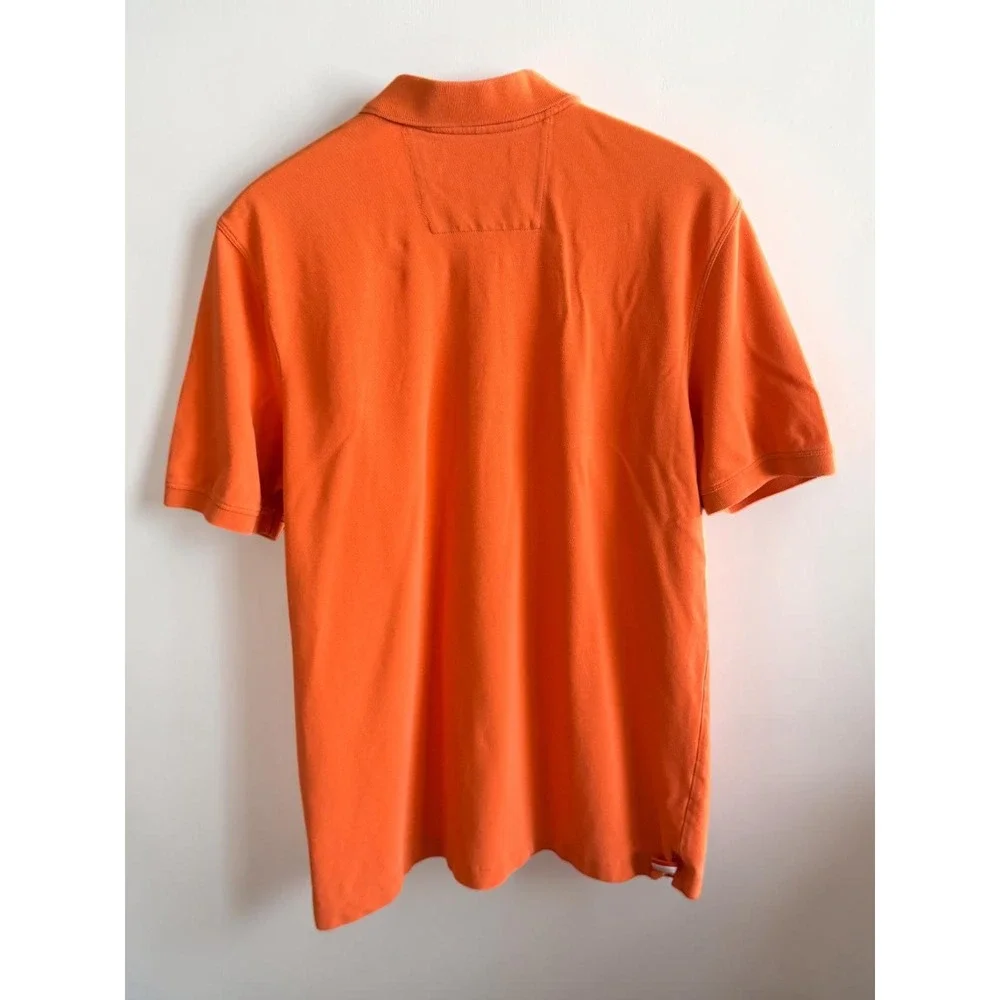 Banana Republic Mens Orange Pique Polo Shirt Short Sleeve Elephant Logo Large